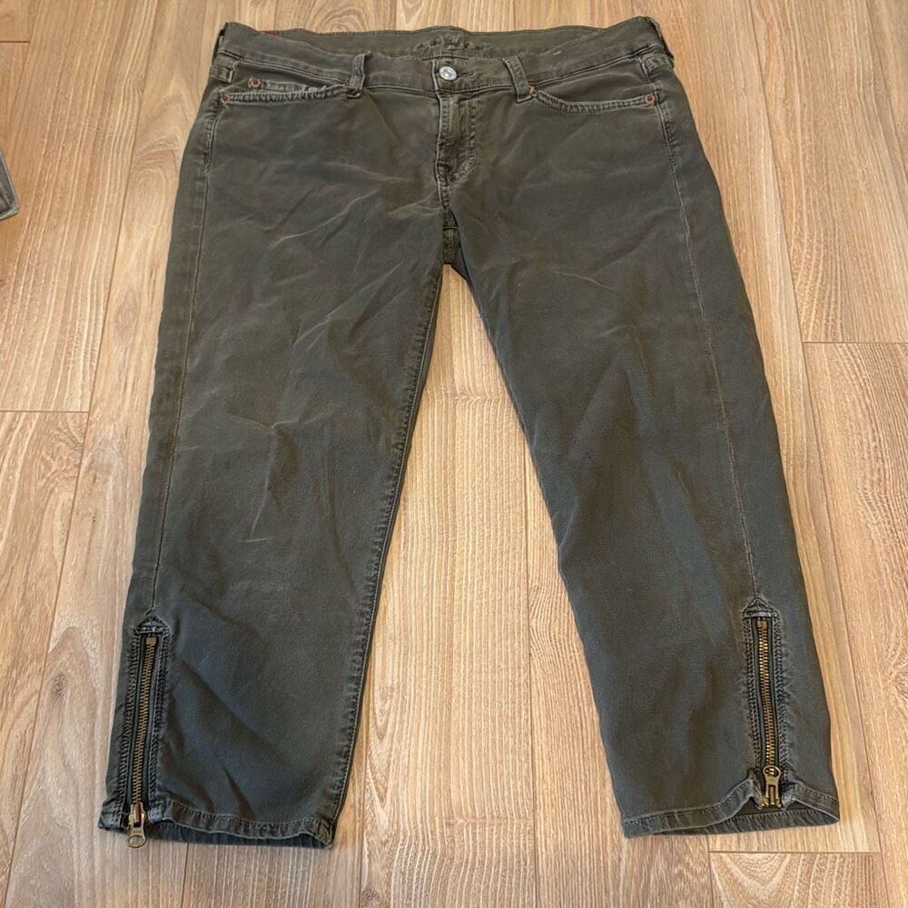 7 for all mankind jeans women's‎ olive green/gray jeans size 30